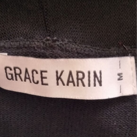 Grace Karin Size Medium Cardigan Sweater Womens Pockets Open Front Long Black - Picture 10 of 12